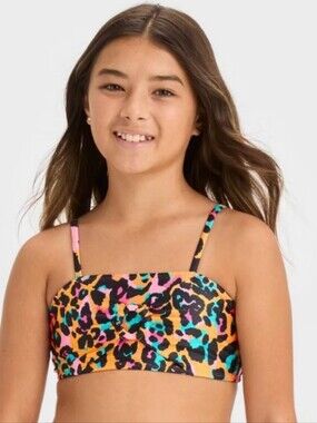 Girls' 'Wild Summer' Cheetah Printed Bikini Top - art class L(10/12)